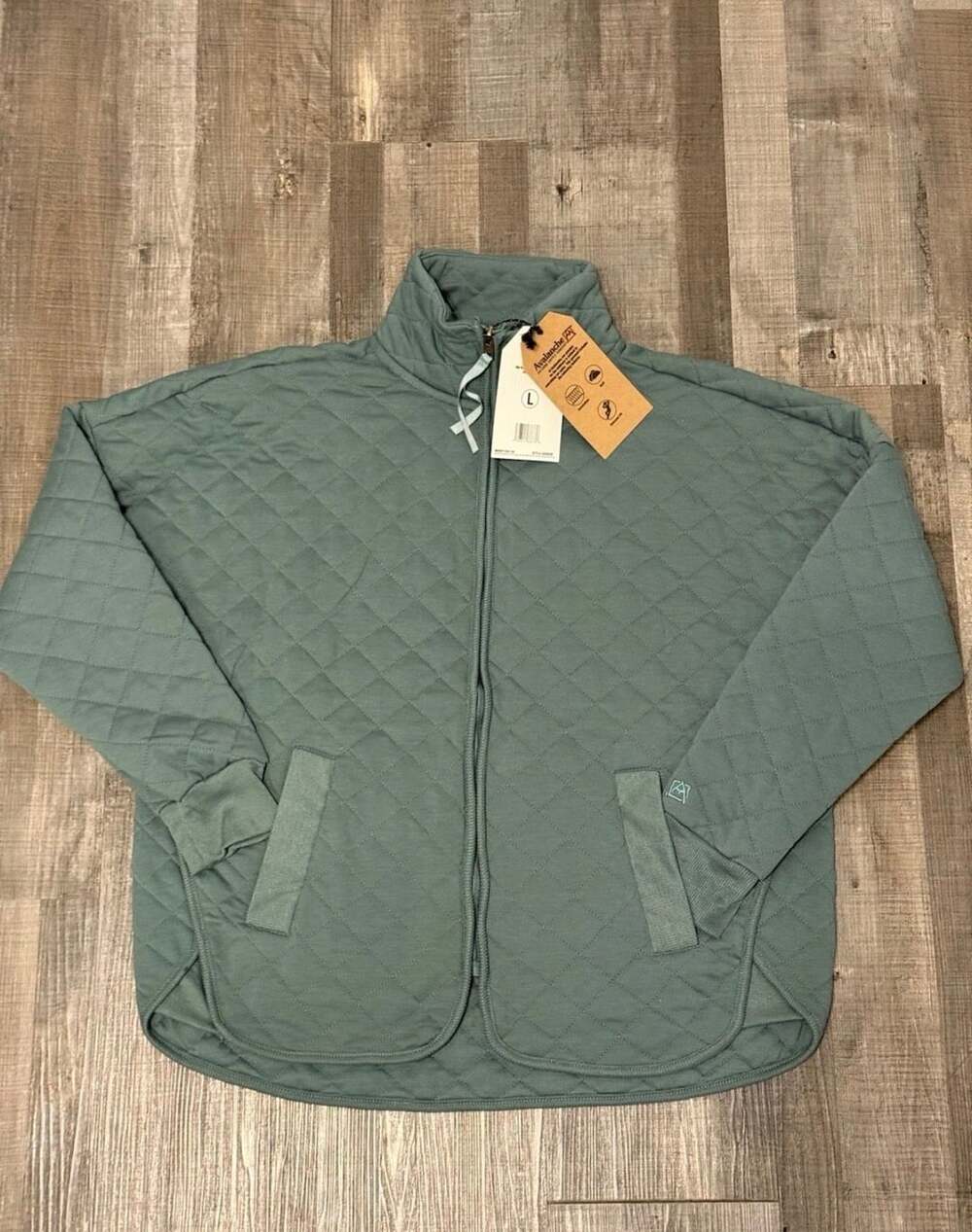 Avalanche Women's Mock Neck Quilted Zip Up Jacket with Pockets Moss Green